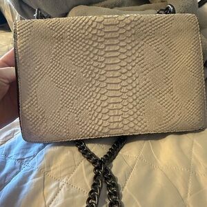 Elegant Cream Snake Print Women's Bag